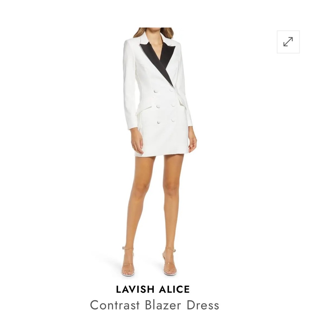Lavish Alice Contrast Blazer Dress in White and Black